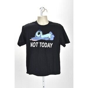 Disney Stitch "Not Today" Classic Black Graphic T-shirt Size LG